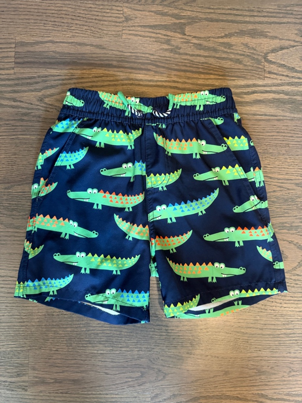 Kids Navy Crocodile Print Swim Shorts